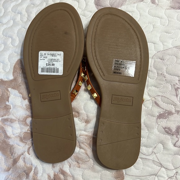 Brown Strap Sandals with Gold Studs - Picture 5 of 6